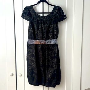 Vera Wang Jacquard Brocade  dress with Sequin Belt Size US Size 12, Euro size 46